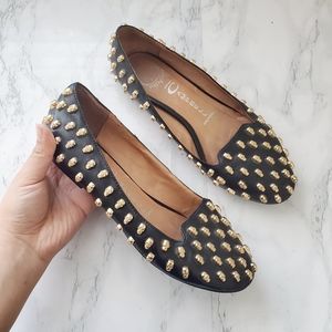 Jeffrey Campbell Skulltini Pewter Leather Flats